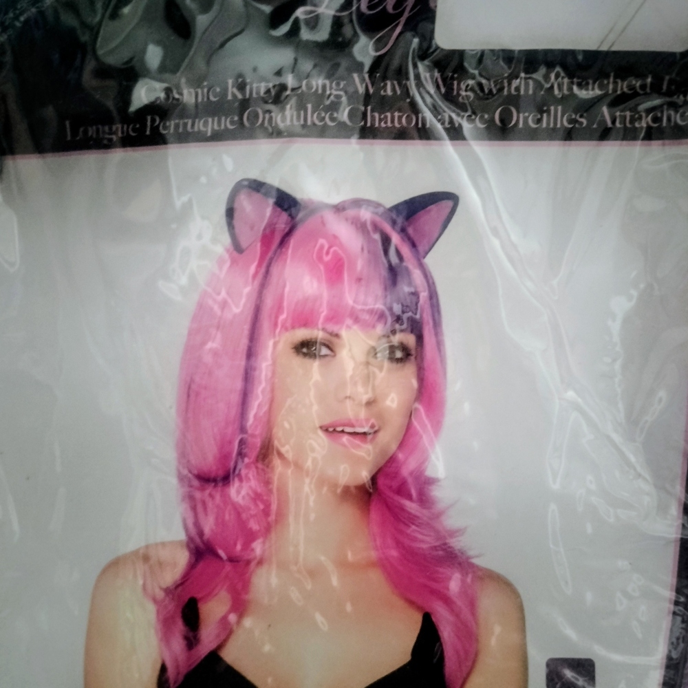 Halloween Leg Avenue Pink and Purple Cheshire Cat Festival Cosplay Costume Wig - Picture 3 of 4